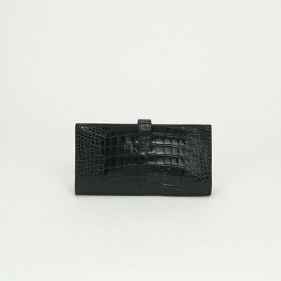 エルメス HERMES ベアンスフレ ベアン スフレ 財布 長財布 ロングウォレット アリゲーターマット クロコダイル ノワール　noir ブラック Black 黒 シルバー金具