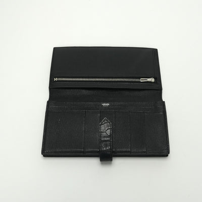 エルメス HERMES ベアンスフレ ベアン スフレ 財布 長財布 ロングウォレット アリゲーターマット クロコダイル ノワール　noir ブラック Black 黒 シルバー金具