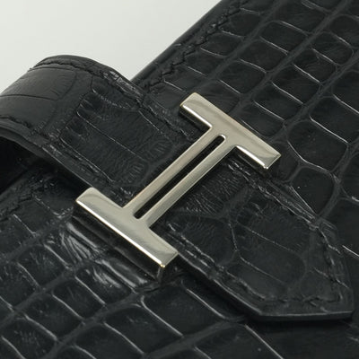 エルメス HERMES ベアンスフレ ベアン スフレ 財布 長財布 ロングウォレット アリゲーターマット クロコダイル ノワール　noir ブラック Black 黒 シルバー金具