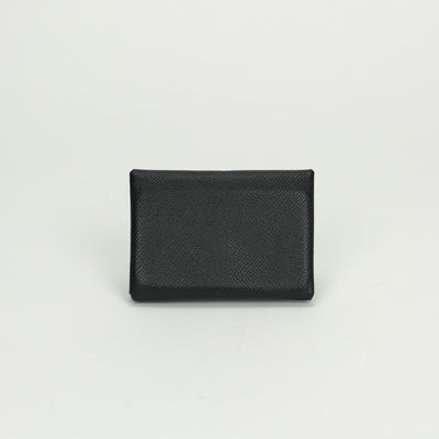 エルメス HERMES カルヴィデュオ カルヴィ デュオ 財布 コインケース 小銭入れ エプソン ノワール Noir ブラック black 黒 シルバー金具 カードケース 名刺入れ ヴォーエプソン
