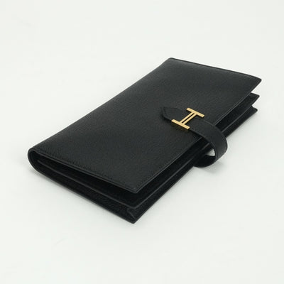 エルメス HERMES ベアンスフレ ベアン スフレ 財布 長財布 ロングウォレット シェーブル ノワール Noir ブラック black 黒 ゴールド金具 シェブルミゾル