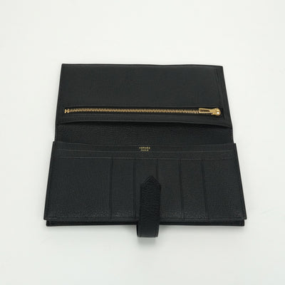 エルメス HERMES ベアンスフレ ベアン スフレ 財布 長財布 ロングウォレット シェーブル ノワール Noir ブラック black 黒 ゴールド金具 シェブルミゾル