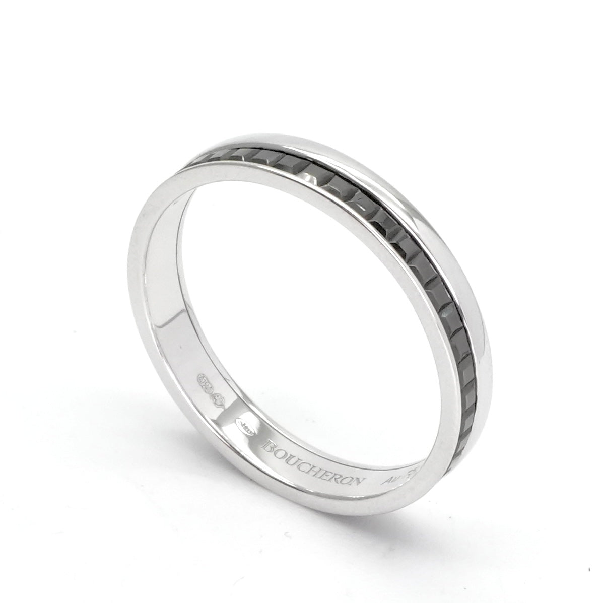 ブシュロン BOUCHERON キャトル ブラック リング ハーフ QUATRE BLACK EDITION キャトル リング 指輪 750 シルバー　ブラック 結婚指輪 マリッジリング プラチナ リング