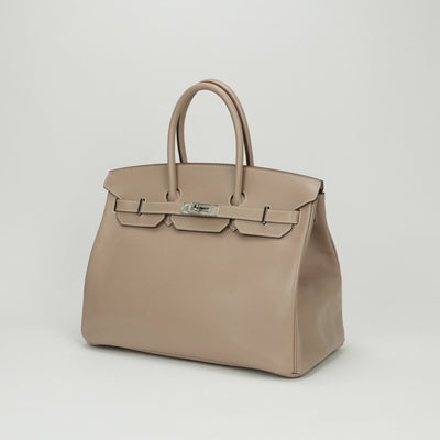 エルメス HERMES バーキン35 バーキン 35 バッグ トートバッグ タデラクト アルジル Argile ベージュ ギロッシュ金具 シルバー金具 ハンドバッグ ギローシュ金具