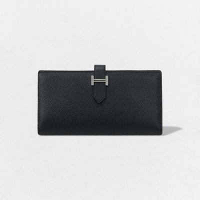 エルメス HERMES ベアンスフレ ベアン スフレ 財布 長財布 ロングウォレット エプソン ノワール Noir ブラック black 黒 シルバー金具 ヴォーエプソン