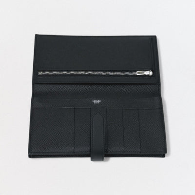 エルメス HERMES ベアンスフレ ベアン スフレ 財布 長財布 ロングウォレット エプソン ノワール Noir ブラック black 黒 シルバー金具 ヴォーエプソン