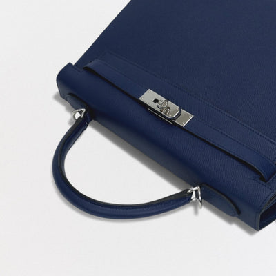 エルメス HERMES ケリー32 ケリー 32 バッグ トートバッグ ショルダーバッグ エプソン ブルーサフィール bluesaphir ブルー Blue 青 シルバー金具 ハンドバッグ ヴォーエプソン 新型 V字金具