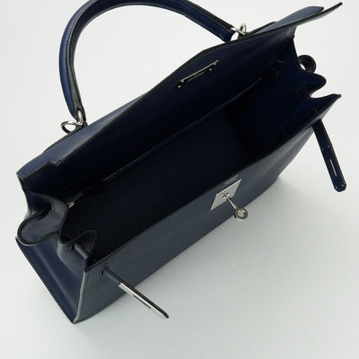 エルメス HERMES ケリー32 ケリー 32 バッグ トートバッグ ショルダーバッグ エプソン ブルーサフィール bluesaphir ブルー Blue 青 シルバー金具 ハンドバッグ ヴォーエプソン 新型 V字金具