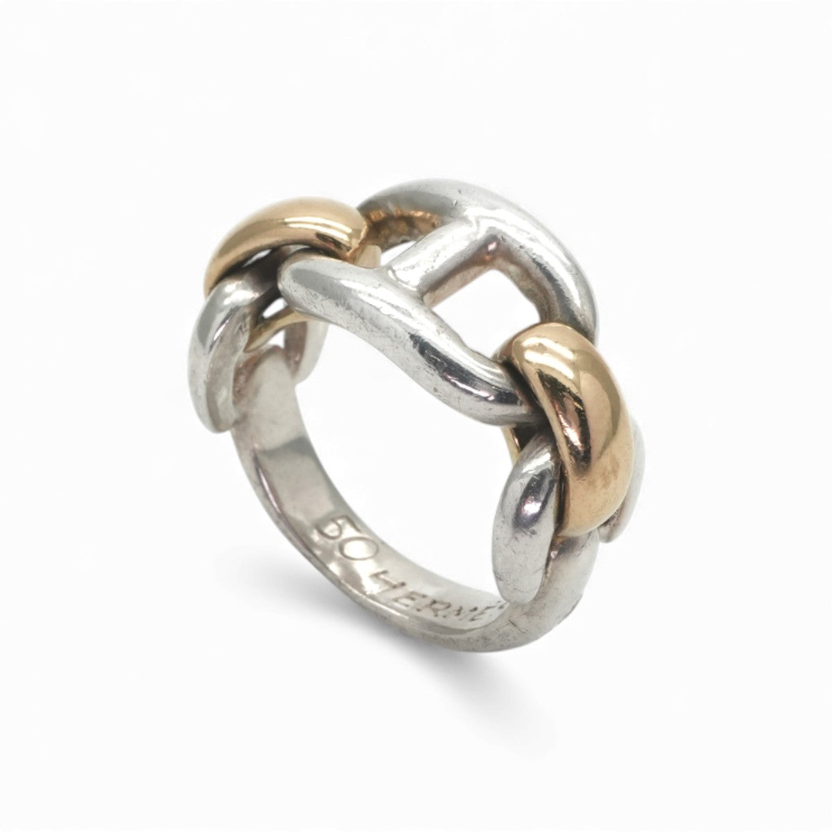 エルメス HERMES シェーヌダンクル リング 指輪 750/950 ゴールド 銀