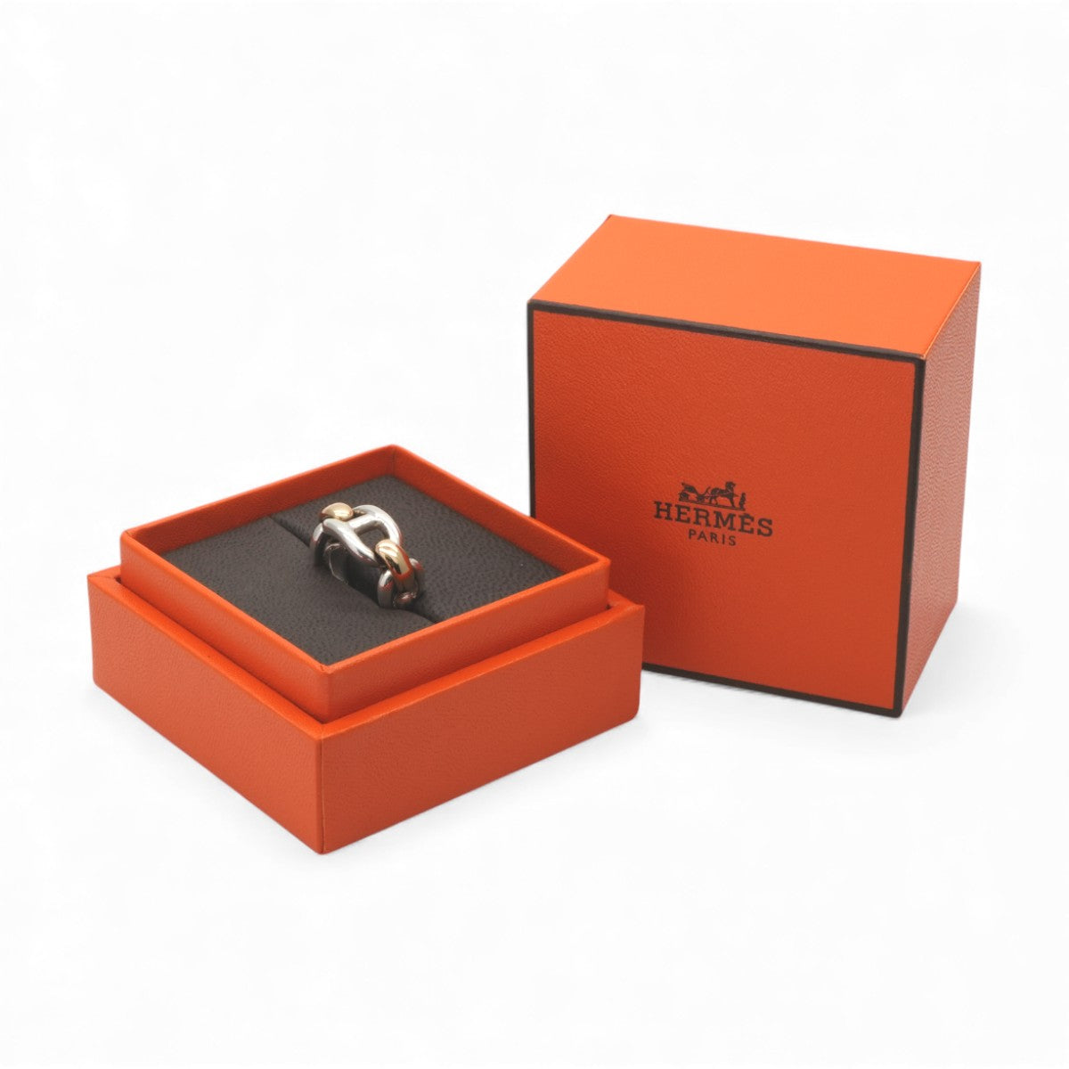 エルメス HERMES シェーヌダンクル リング 指輪 750/950 ゴールド 銀