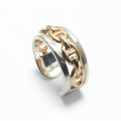 エルメス HERMES アンシェネ リング 指輪 750/925 シルバー 金