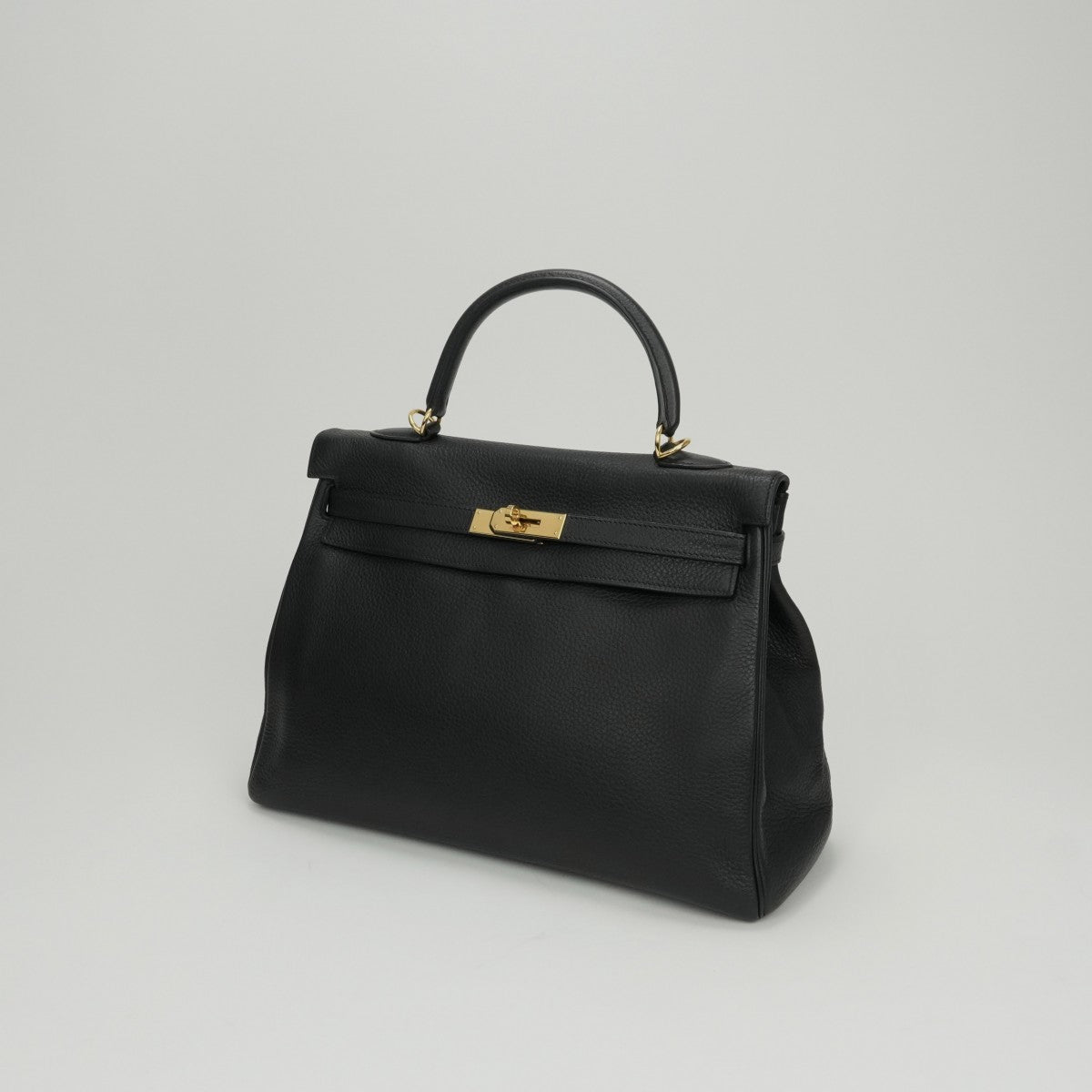 HERMES 爱马仕 Kelly 35 Kelly 35 包袋 手提包 单肩包 Taurillon Clemence Noir 黑色 黑金五金配件 手提包 V 形五金配件 内缝线