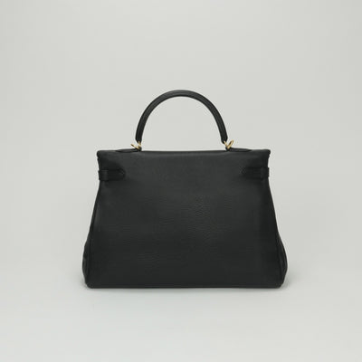 HERMES 爱马仕 Kelly 35 Kelly 35 包袋 手提包 单肩包 Taurillon Clemence Noir 黑色 黑金五金配件 手提包 V 形五金配件 内缝线