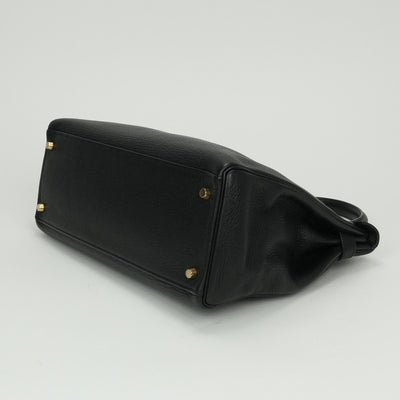 HERMES 爱马仕 Kelly 35 Kelly 35 包袋 手提包 单肩包 Taurillon Clemence Noir 黑色 黑金五金配件 手提包 V 形五金配件 内缝线