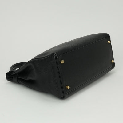 HERMES 爱马仕 Kelly 35 Kelly 35 包袋 手提包 单肩包 Taurillon Clemence Noir 黑色 黑金五金配件 手提包 V 形五金配件 内缝线