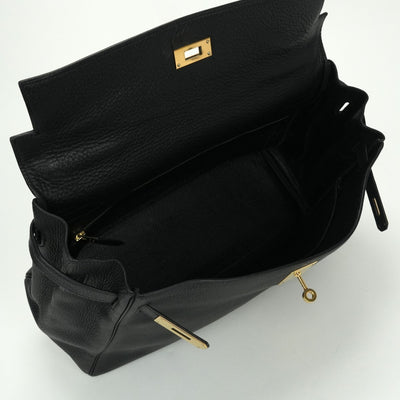 HERMES 爱马仕 Kelly 35 Kelly 35 包袋 手提包 单肩包 Taurillon Clemence Noir 黑色 黑金五金配件 手提包 V 形五金配件 内缝线