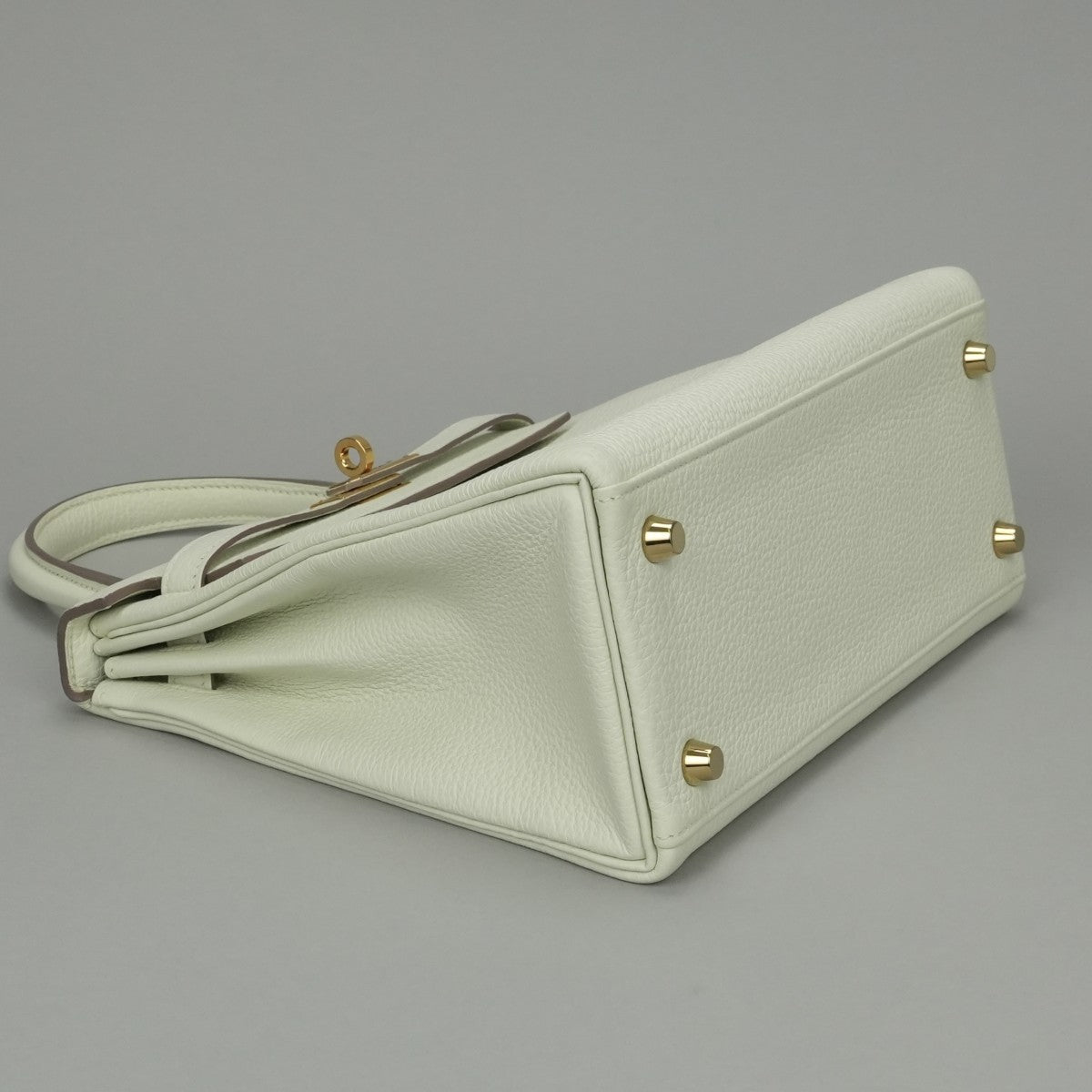 HERMES 爱马仕 Kelly 25 Kelly 25 包袋 托特包 单肩包 Togo 蘑菇白色 白金五金 手提包 2Way V 形五金