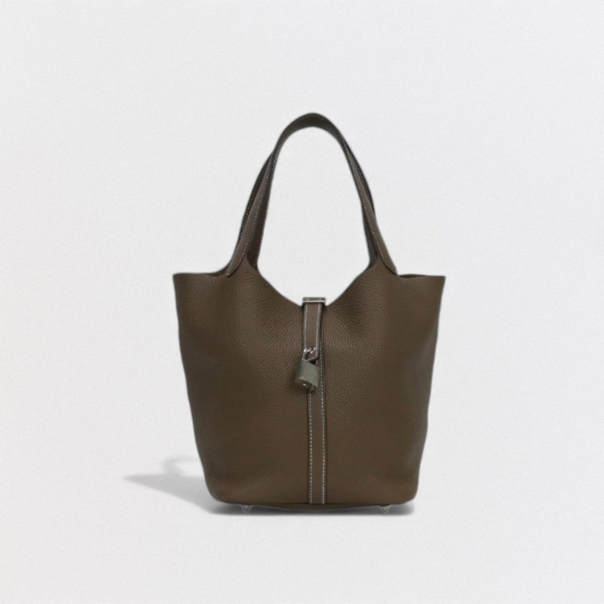 HERMES 爱马仕 Picotin lock MM Picotin lock MM Picotin lock 22 Bag 托特包 Taurillon Clemence Etoupe 灰色 银色五金 手提包