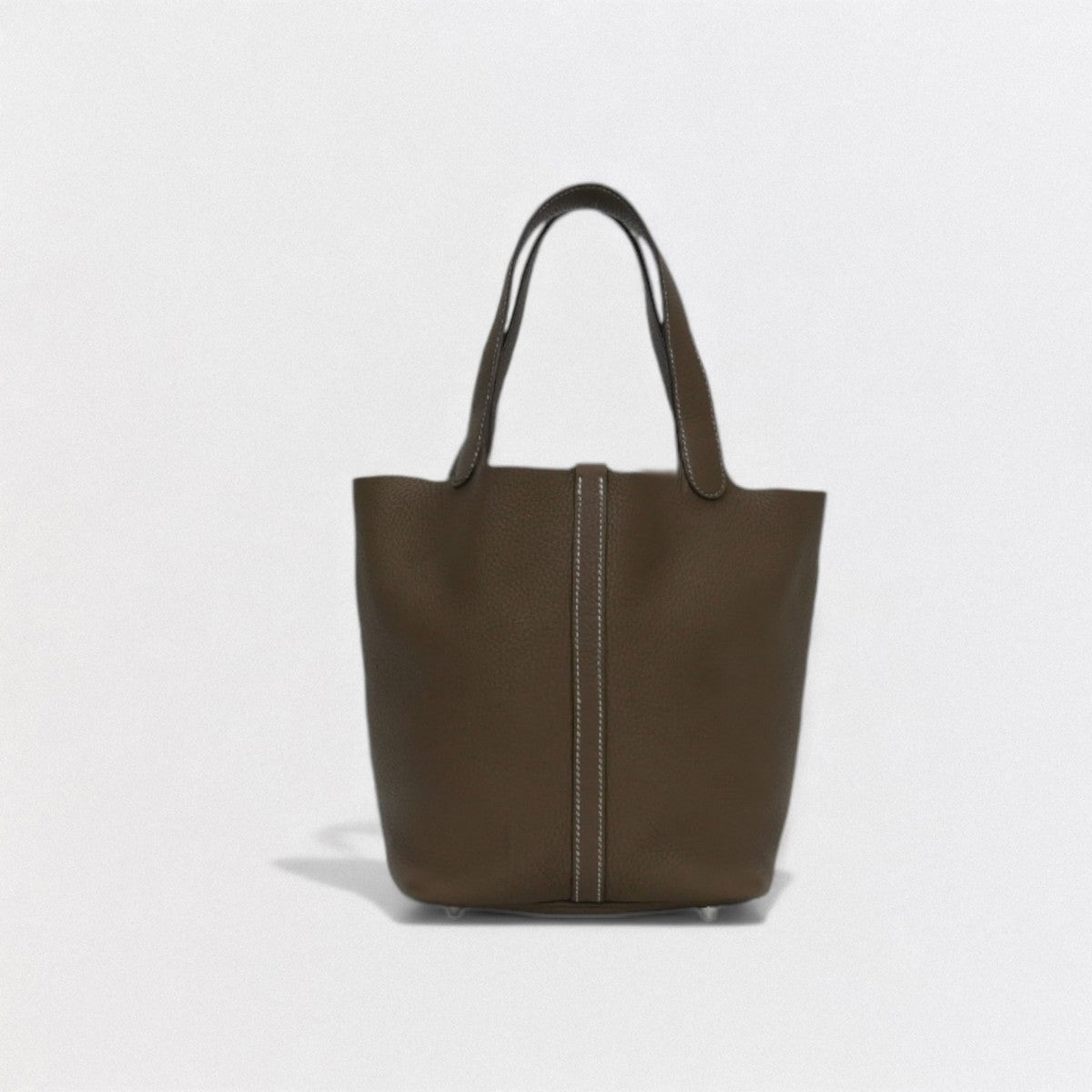 HERMES 爱马仕 Picotin lock MM Picotin lock MM Picotin lock 22 Bag 托特包 Taurillon Clemence Etoupe 灰色 银色五金 手提包