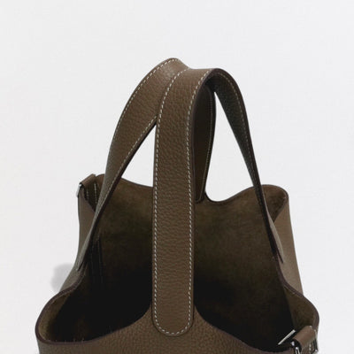 HERMES 爱马仕 Picotin lock MM Picotin lock MM Picotin lock 22 Bag 托特包 Taurillon Clemence Etoupe 灰色 银色五金 手提包