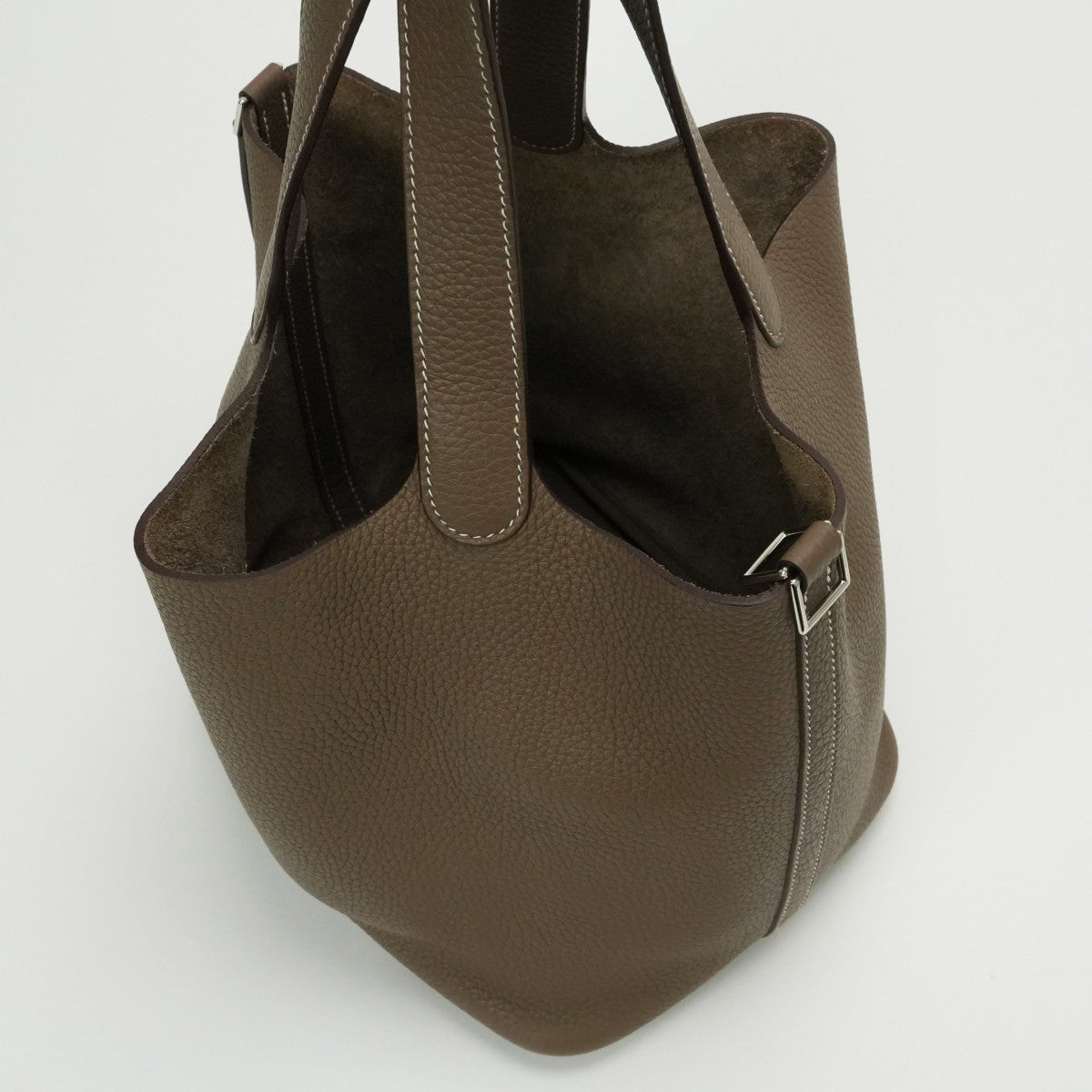 HERMES 爱马仕 Picotin lock MM Picotin lock MM Picotin lock 22 Bag 托特包 Taurillon Clemence Etoupe 灰色 银色五金 手提包