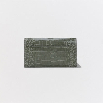 HERMES 爱马仕 Constance long to go Constance long to go 钱包 长款钱包 长款钱包 鳄鱼皮 Grisiman GRIS CIMENT 灰色 灰色 金色五金配件
