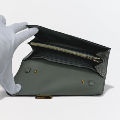 HERMES 爱马仕 Constance long to go Constance long to go 钱包 长款钱包 长款钱包 鳄鱼皮 Grisiman GRIS CIMENT 灰色 灰色 金色五金配件