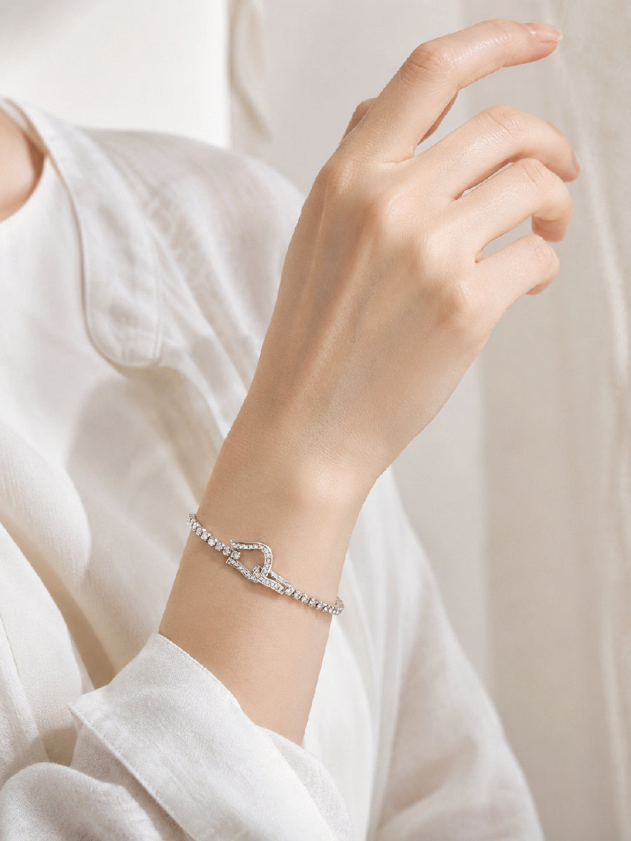 ダイヤモンド 2.0ct K18WG ブレスレット バングル カフ – H3（エイチ