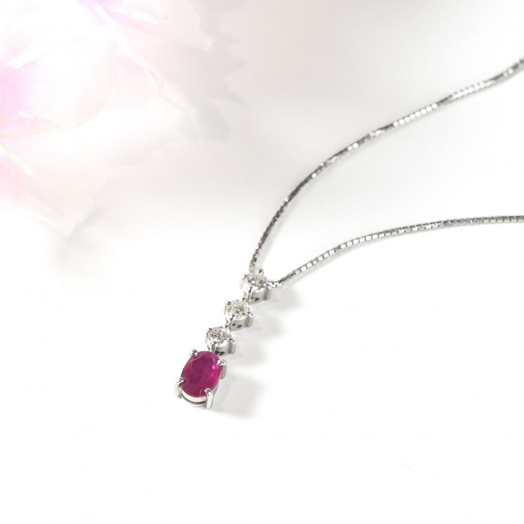 ルビー 0.5ct ダイヤモンド 0.25ct Pt850 ネックレス ペンダント