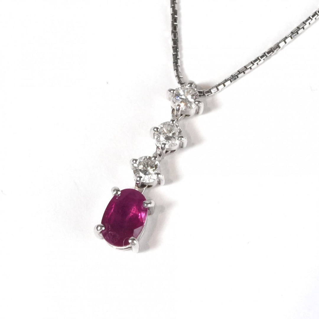 ルビー 0.5ct ダイヤモンド 0.25ct Pt850 ネックレス ペンダント