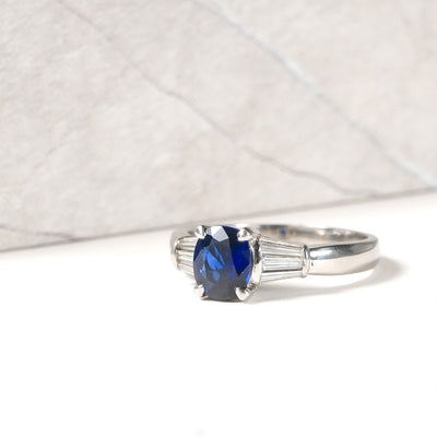 サファイア 1.07ct ダイヤモンド 0.33ct Pt900 リング 指輪 – H3