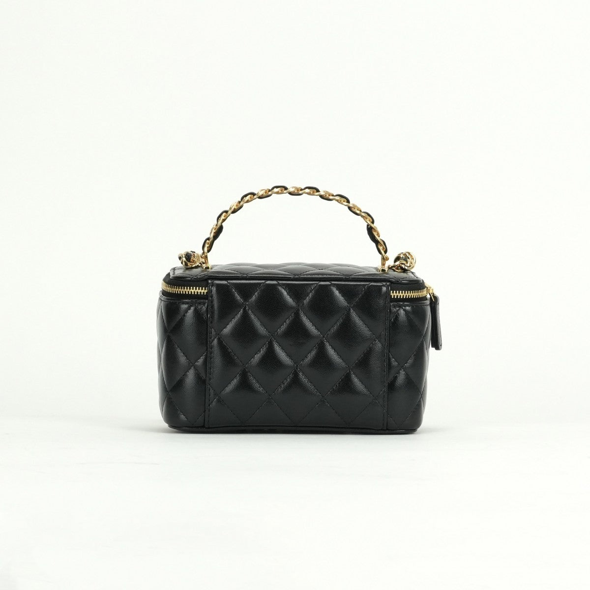 CHANEL 샤넬 Vanity bag 허영 가방 상단 손잡이 가방 숄더 가방 램스킨 블랙 블랙 골드 하드웨어 코코 마크