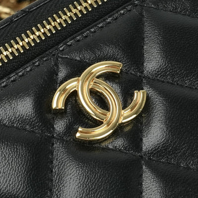 CHANEL 샤넬 Vanity bag 허영 가방 상단 손잡이 가방 숄더 가방 램스킨 블랙 블랙 골드 하드웨어 코코 마크