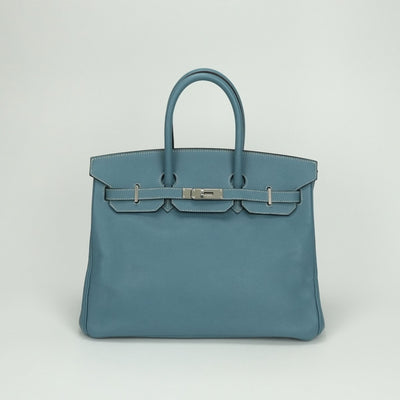エルメス HERMES バーキン35 バーキン 35 バッグ トートバッグ エプソン ブルージーン Blue Jean ブルー Blue 青 シルバー金具 ハンドバッグ ヴォーエプソン
