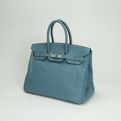 エルメス HERMES バーキン35 バーキン 35 バッグ トートバッグ エプソン ブルージーン Blue Jean ブルー Blue 青 シルバー金具 ハンドバッグ ヴォーエプソン