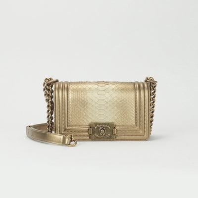 CHANEL 香奈儿 Boy chanel 20 Boy chanel 20 mini 袋肩袋python金色金金属配件 Matelasse 20　Mini matelasse连锁肩袋