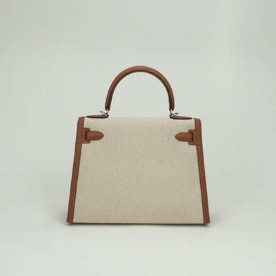 エルメス HERMES ケリー28 ケリー 28 バッグ トートバッグ ショルダーバッグ トワルアッシュ スイフト ゴールド Gold ブラウン brown 茶 シルバー金具 ハンドバッグ ヴォースイフト 2WAYバッグ 外縫い V字金具