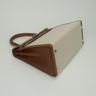 エルメス HERMES ケリー28 ケリー 28 バッグ トートバッグ ショルダーバッグ トワルアッシュ スイフト ゴールド Gold ブラウン brown 茶 シルバー金具 ハンドバッグ ヴォースイフト 2WAYバッグ 外縫い V字金具
