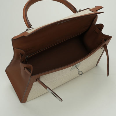 エルメス HERMES ケリー28 ケリー 28 バッグ トートバッグ ショルダーバッグ トワルアッシュ スイフト ゴールド Gold ブラウン brown 茶 シルバー金具 ハンドバッグ ヴォースイフト 2WAYバッグ 外縫い V字金具