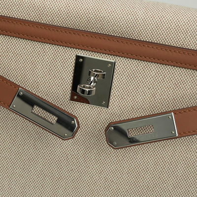 エルメス HERMES ケリー28 ケリー 28 バッグ トートバッグ ショルダーバッグ トワルアッシュ スイフト ゴールド Gold ブラウン brown 茶 シルバー金具 ハンドバッグ ヴォースイフト 2WAYバッグ 外縫い V字金具