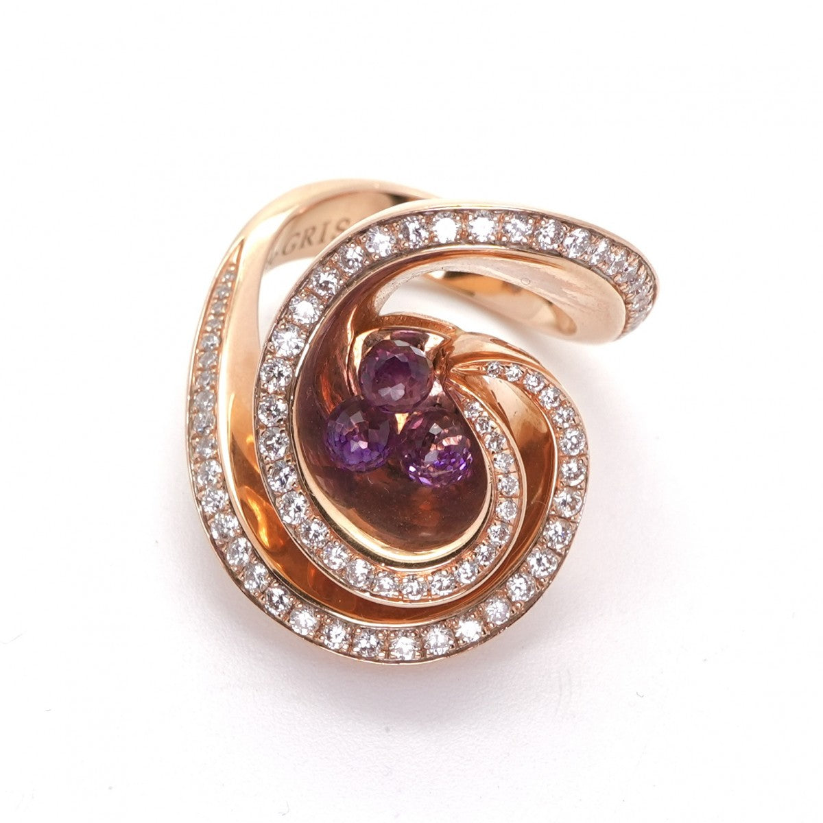 ドゥ・グリソゴノ de GRISOGONO アメジストダイヤリング アメジスト　ダイヤ　リング リング 指輪 750PG ピンクゴールド ピンクゴールド ダイヤモンド アメジスト