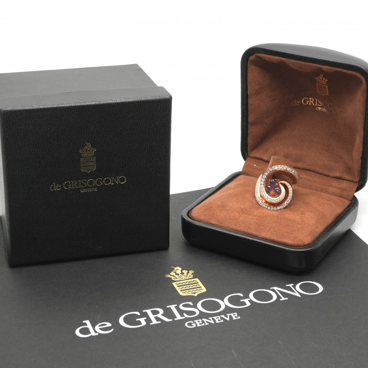 ドゥ・グリソゴノ de GRISOGONO アメジストダイヤリング アメジスト　ダイヤ　リング リング 指輪 750PG ピンクゴールド ピンクゴールド ダイヤモンド アメジスト
