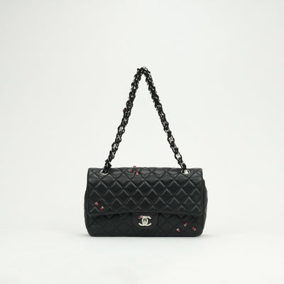 シャネル CHANEL マトラッセ25 マトラッセ 25　てんとう虫　テントウムシ　シングルフラップ　ダブルチェーン　チェーンショルダーバッグ バッグ ショルダーバッグ ラムスキン ブラック Balck 黒 シルバー金具 Sフラップ　Wチェーン　ココマーク　2wayバッグ