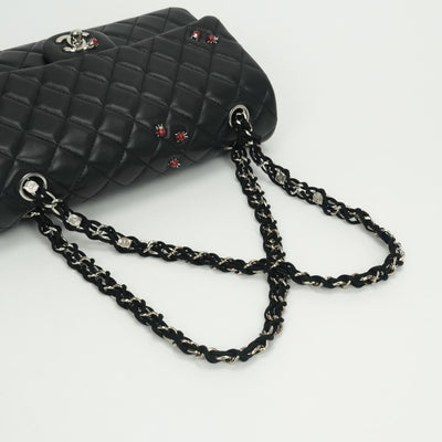 シャネル CHANEL マトラッセ25 マトラッセ 25　てんとう虫　テントウムシ　シングルフラップ　ダブルチェーン　チェーンショルダーバッグ バッグ ショルダーバッグ ラムスキン ブラック Balck 黒 シルバー金具 Sフラップ　Wチェーン　ココマーク　2wayバッグ
