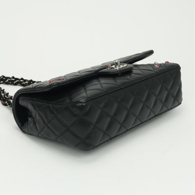 シャネル CHANEL マトラッセ25 マトラッセ 25　てんとう虫　テントウムシ　シングルフラップ　ダブルチェーン　チェーンショルダーバッグ バッグ ショルダーバッグ ラムスキン ブラック Balck 黒 シルバー金具 Sフラップ　Wチェーン　ココマーク　2wayバッグ