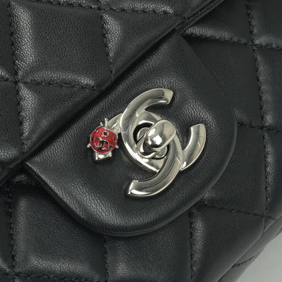 シャネル CHANEL マトラッセ25 マトラッセ 25　てんとう虫　テントウムシ　シングルフラップ　ダブルチェーン　チェーンショルダーバッグ バッグ ショルダーバッグ ラムスキン ブラック Balck 黒 シルバー金具 Sフラップ　Wチェーン　ココマーク　2wayバッグ