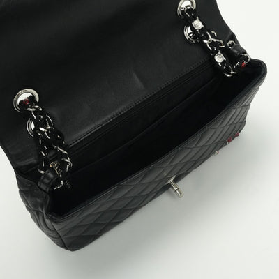 シャネル CHANEL マトラッセ25 マトラッセ 25　てんとう虫　テントウムシ　シングルフラップ　ダブルチェーン　チェーンショルダーバッグ バッグ ショルダーバッグ ラムスキン ブラック Balck 黒 シルバー金具 Sフラップ　Wチェーン　ココマーク　2wayバッグ