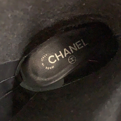 シャネル CHANEL ブーツ ロングブーツ 靴 シューズ シワ加工 ココマーク レザー パテント ブラック 黒