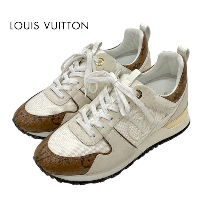 ルイヴィトン LOUIS VUITTON ランアウェイライン スニーカー 靴 シューズ レザー ファブリック アイボリー インヒール モノグラム