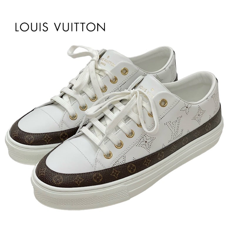 ルイヴィトン LOUIS VUITTON ステラーライン モノグラム レザー ホワイト ブラウン 白 パンチング 靴 シューズ